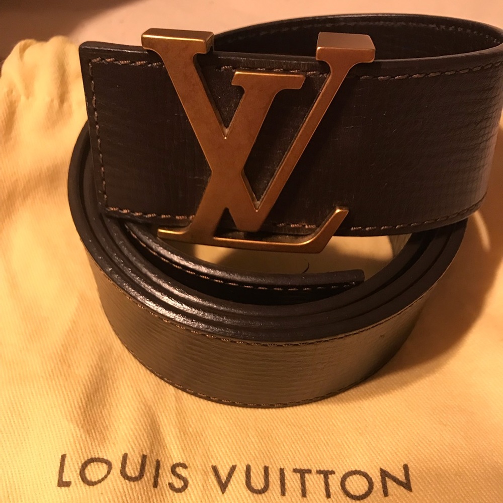 Authentic Louis Vuitton Brown belt/Gold LV Buckle